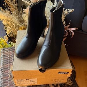 Clarks Black Leather Women's Ankle Booties